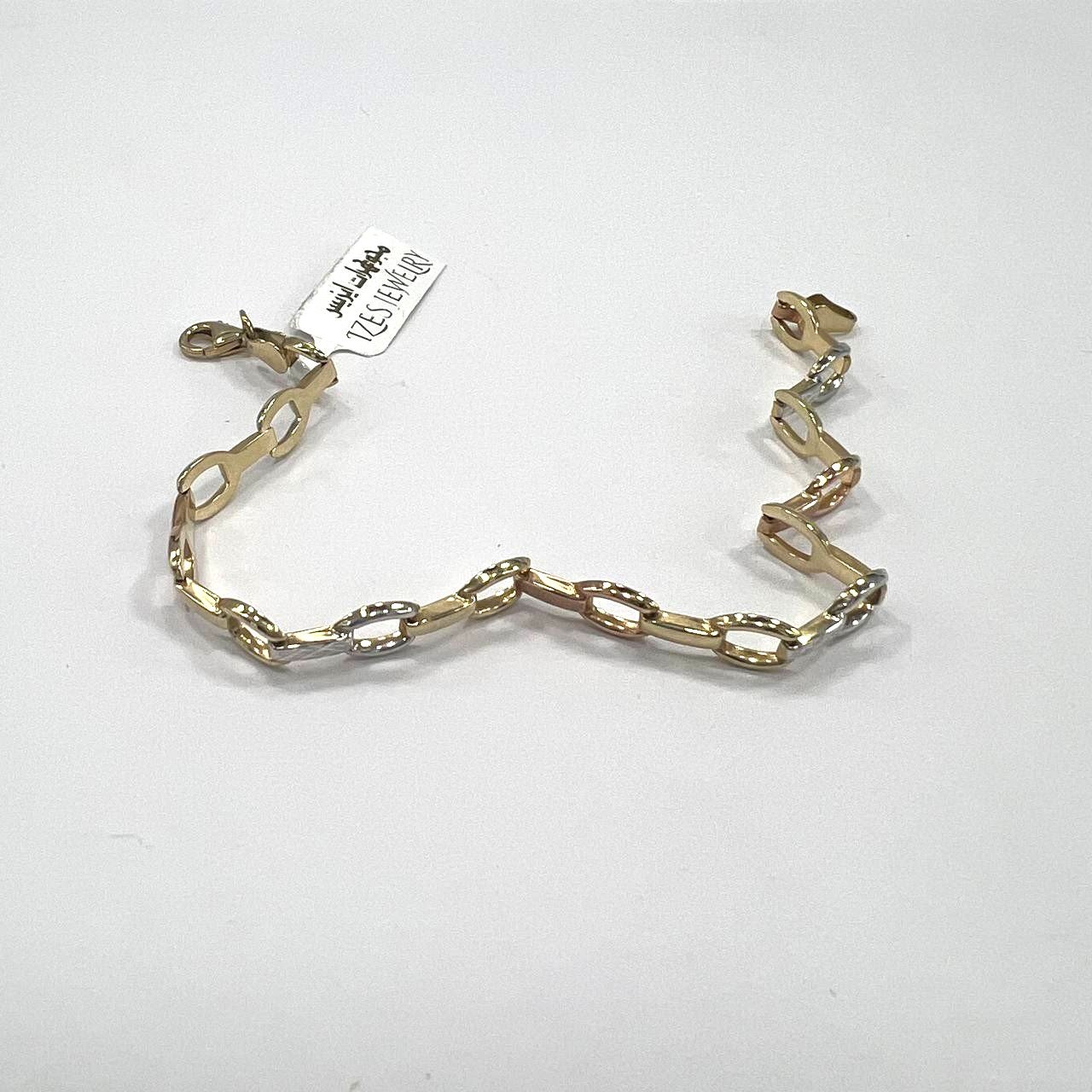 14K yellow, white & rose gold bracelet, delicate and elegant for every occasion - Image 2