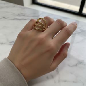 14K Yellow Gold Triple Band Ring Modern Layered Minimalist High Polish Fine Jewe