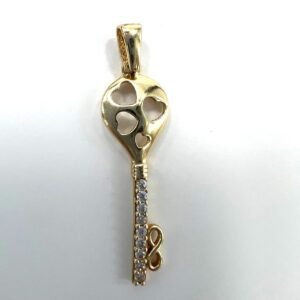 New 14K Gold  Pendant A key-shaped pendant that resembles a heart with  infinity