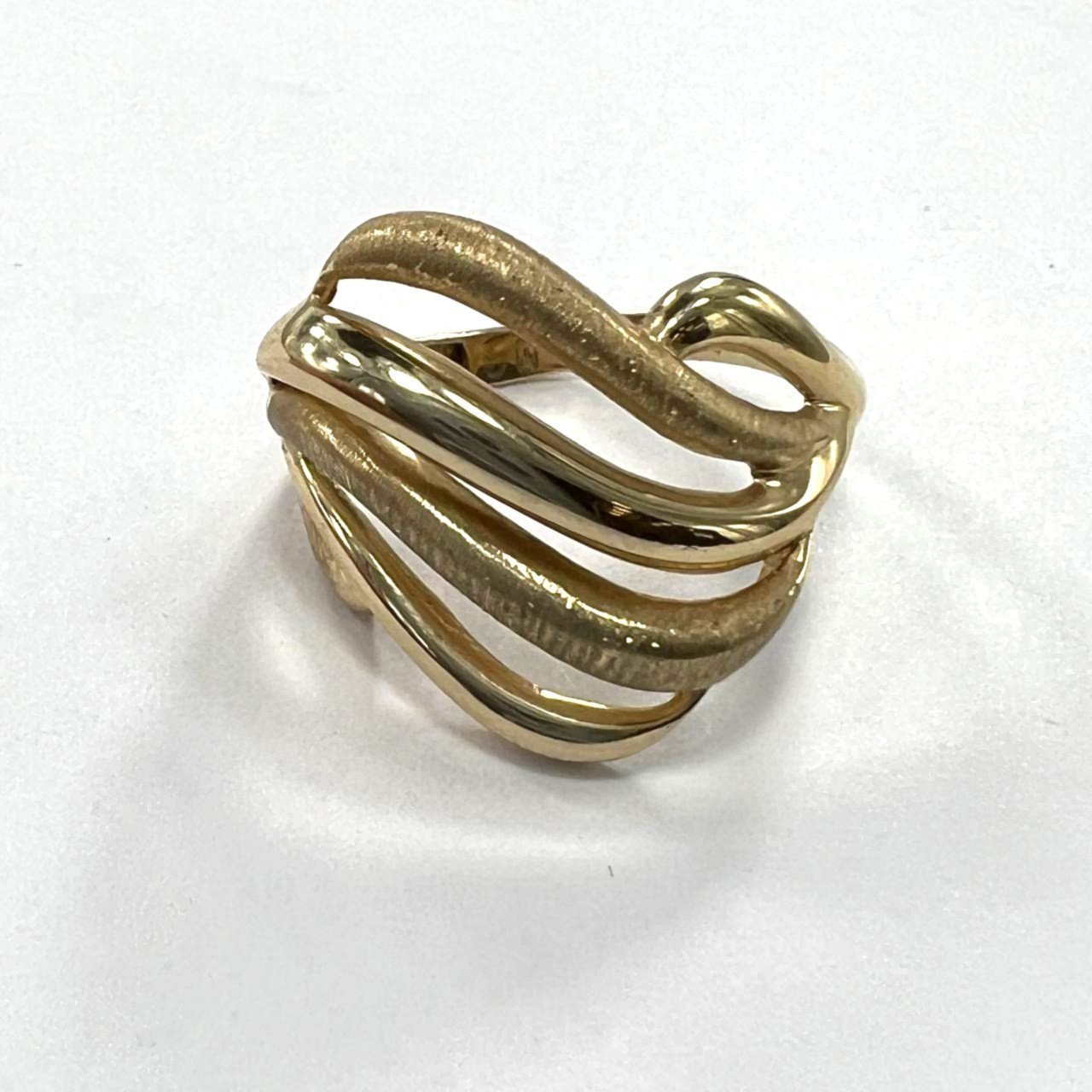 Unique 14K Yellow Gold Ring – Bold, Modern Twisted Design with Elegant Charm - Image 3