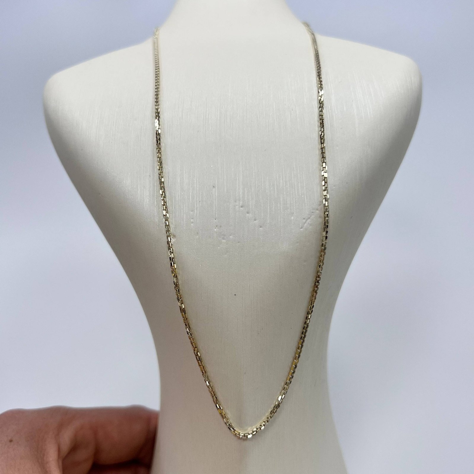 New 14K Solid Gold Box Chain Necklace Italy 17” Gift Unisex Fine Jewelry 3.8g - Image 2