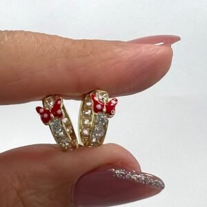 New 14K Yellow Gold red Butterfly Earrings with Sparkling Zircon special gift