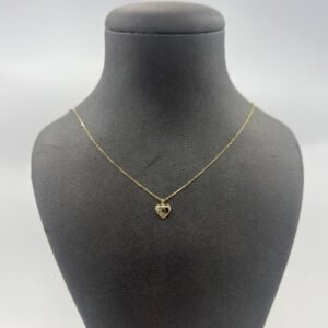 NewElegant 14K Solid Gold Heart Necklace  Italian Minimalist Design 1.3g 21.5cm