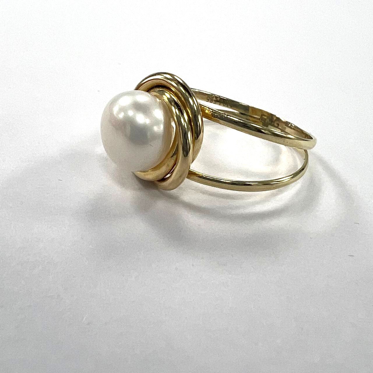 14K yellow gold ring with a pearl, elegant and delicate design beautiful gift - Image 7