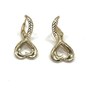 14K yellow gold heart-shaped earrings with a unique and elegant design