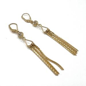 New Softy, Elegant and beautiful long 14K yellow gold earrings.