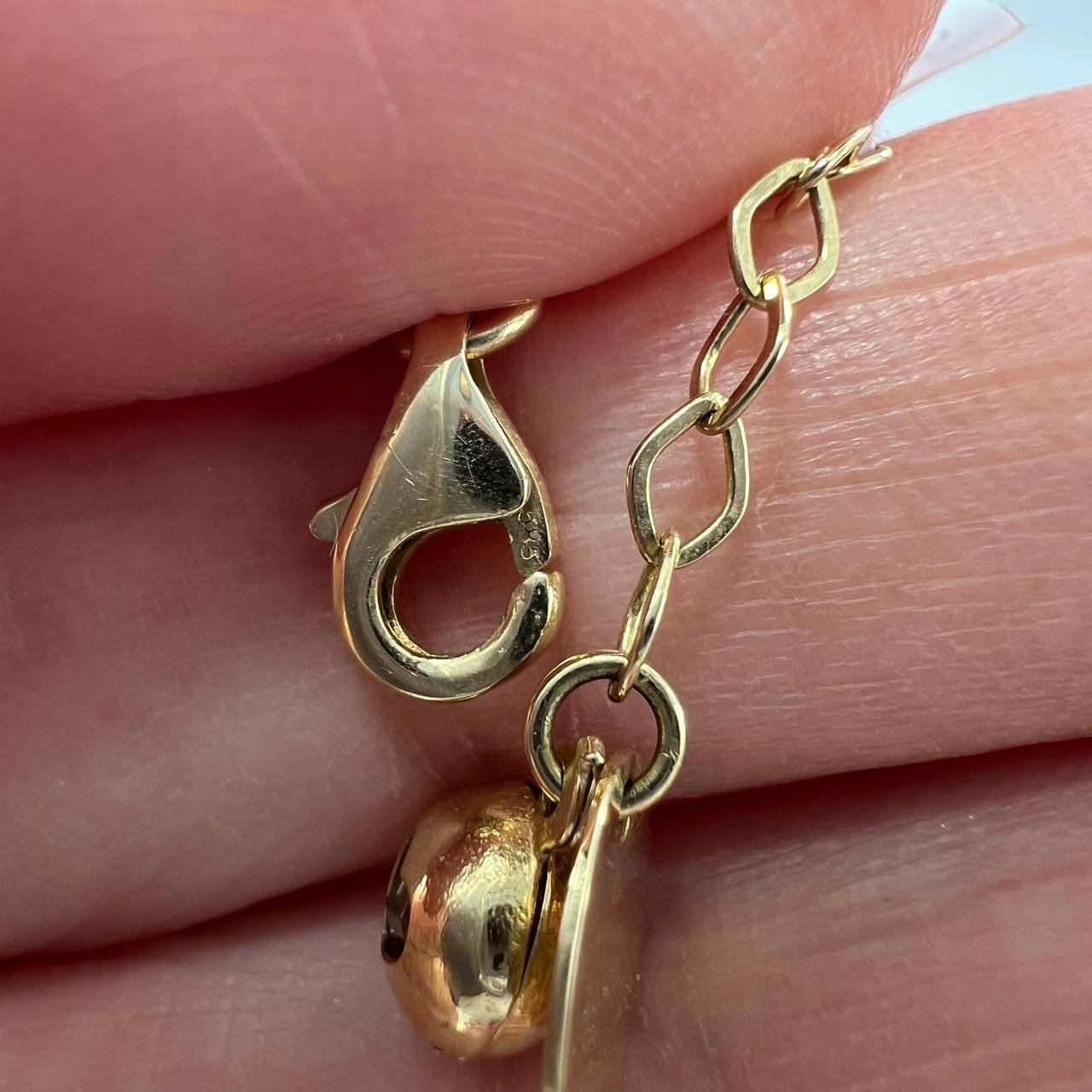 New 14K Solid Gold Two-Tone Bracelet Italy – Textured & Polished Beads 4.3g - Image 6