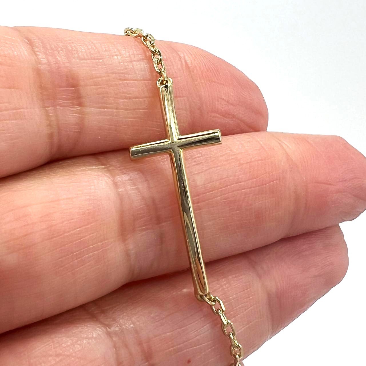 Elegant 14K yellow gold bracelet cross shape, timeless and refined design - Image 2