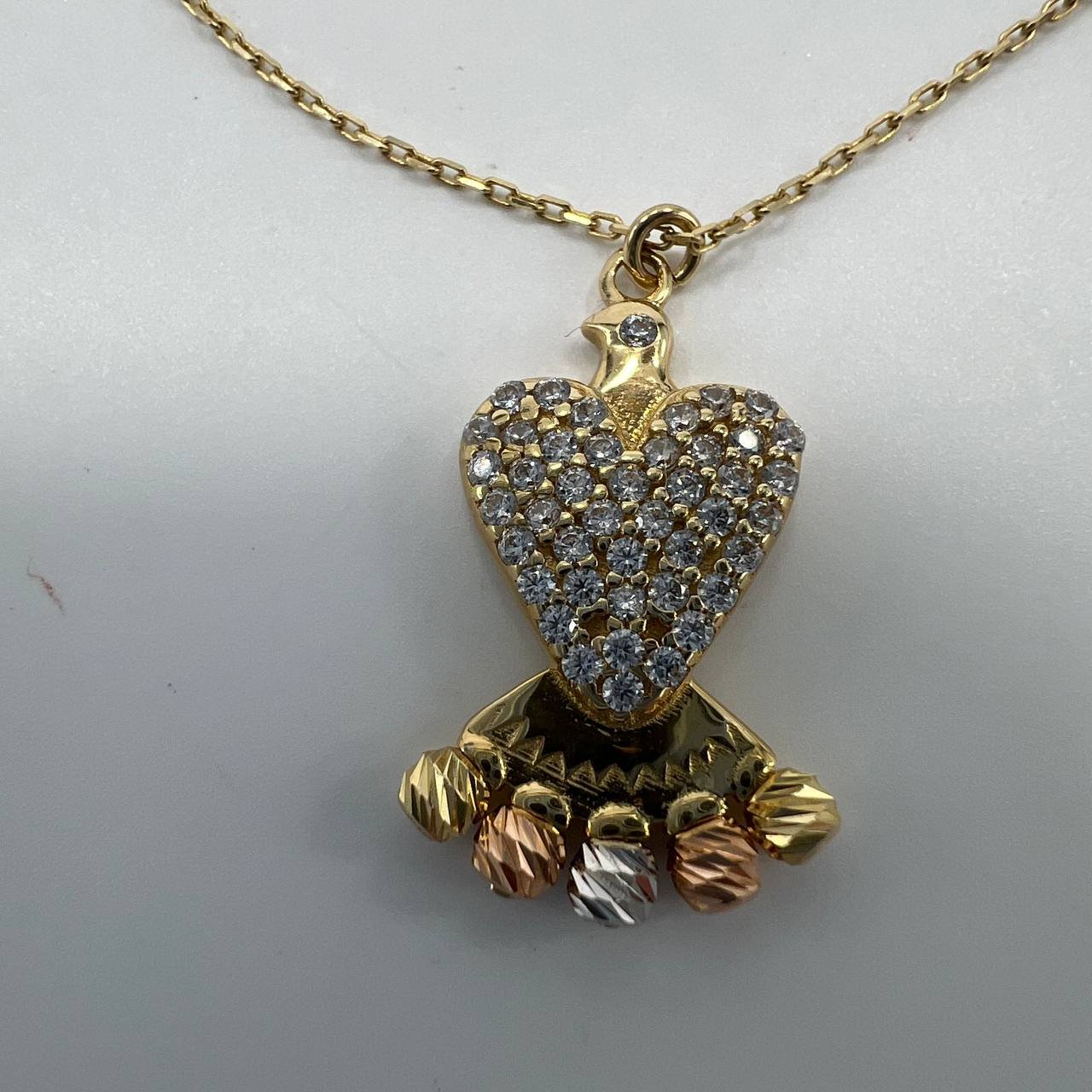 New Elegant 14K Solid Gold Heart Pendant Necklace – Italian Design 3.0g, 23cm - Image 3