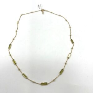 14K yellow gold necklace with elegant green stones olivine, delicate & stylish.
