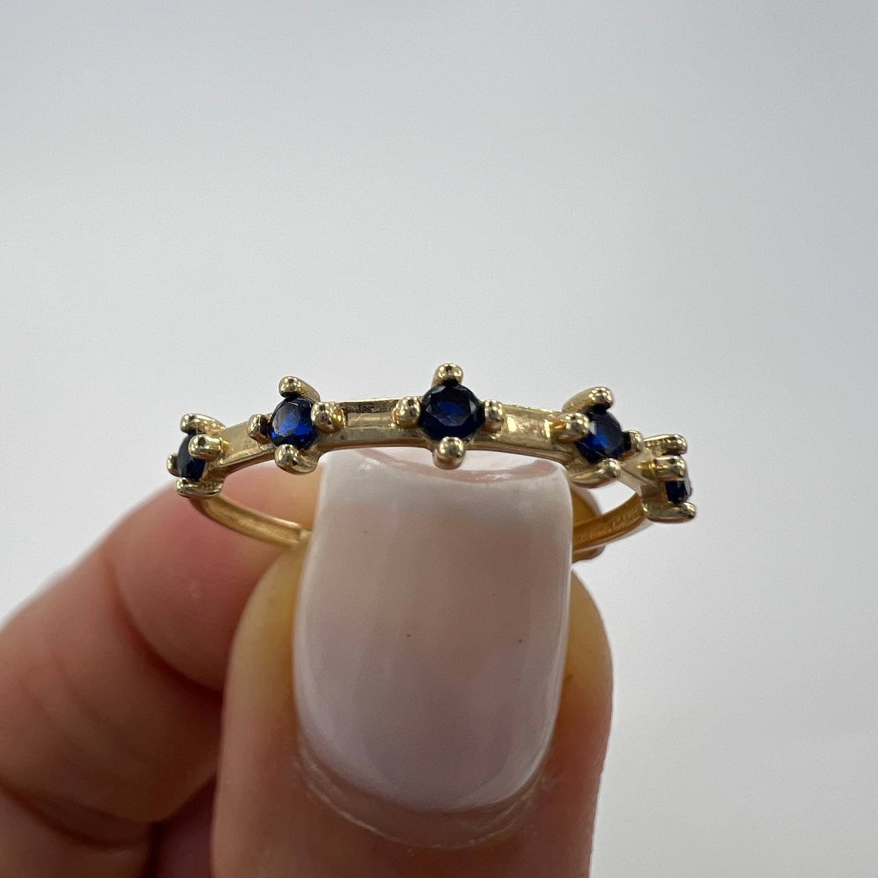 New 14K Solid Gold Ring Women’s Fine Jewelry Blue Gemstone Italy Gift Size 7
