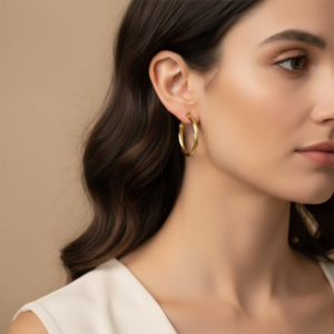 14K Solid Yellow Gold Twisted Hoop Earrings Women's Leverback Fine Jewelry