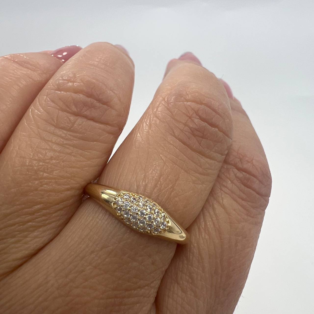 New 14K Solid Gold Ring 1.8g – Pave White Stones Design, Made in Italy - Image 7