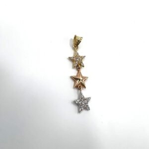 14K Tri-Color Gold Star Pendant – Yellow, Rose, and White Gold Harmony