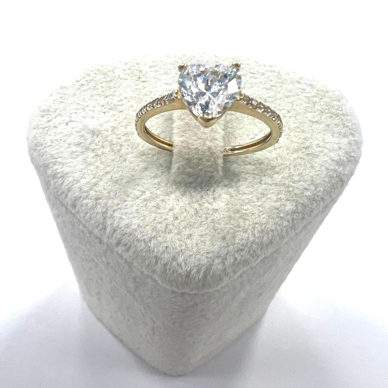 Yellow Gold 14K ring with a Crystal heart-shaped stone, elegant and refined - Image 6