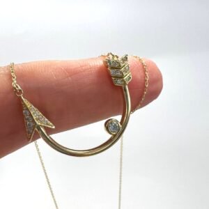 New design 14K Yellow Gold Bow and Arrow Necklace – Unique and Elegant