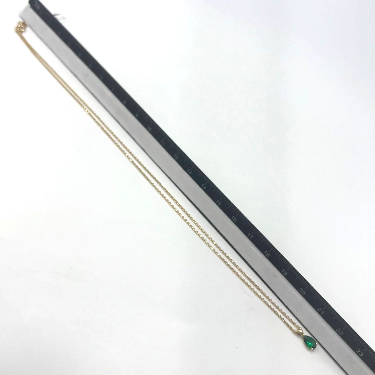 14K yellow gold necklace with a beautiful green stone pendant elegant design - Image 7