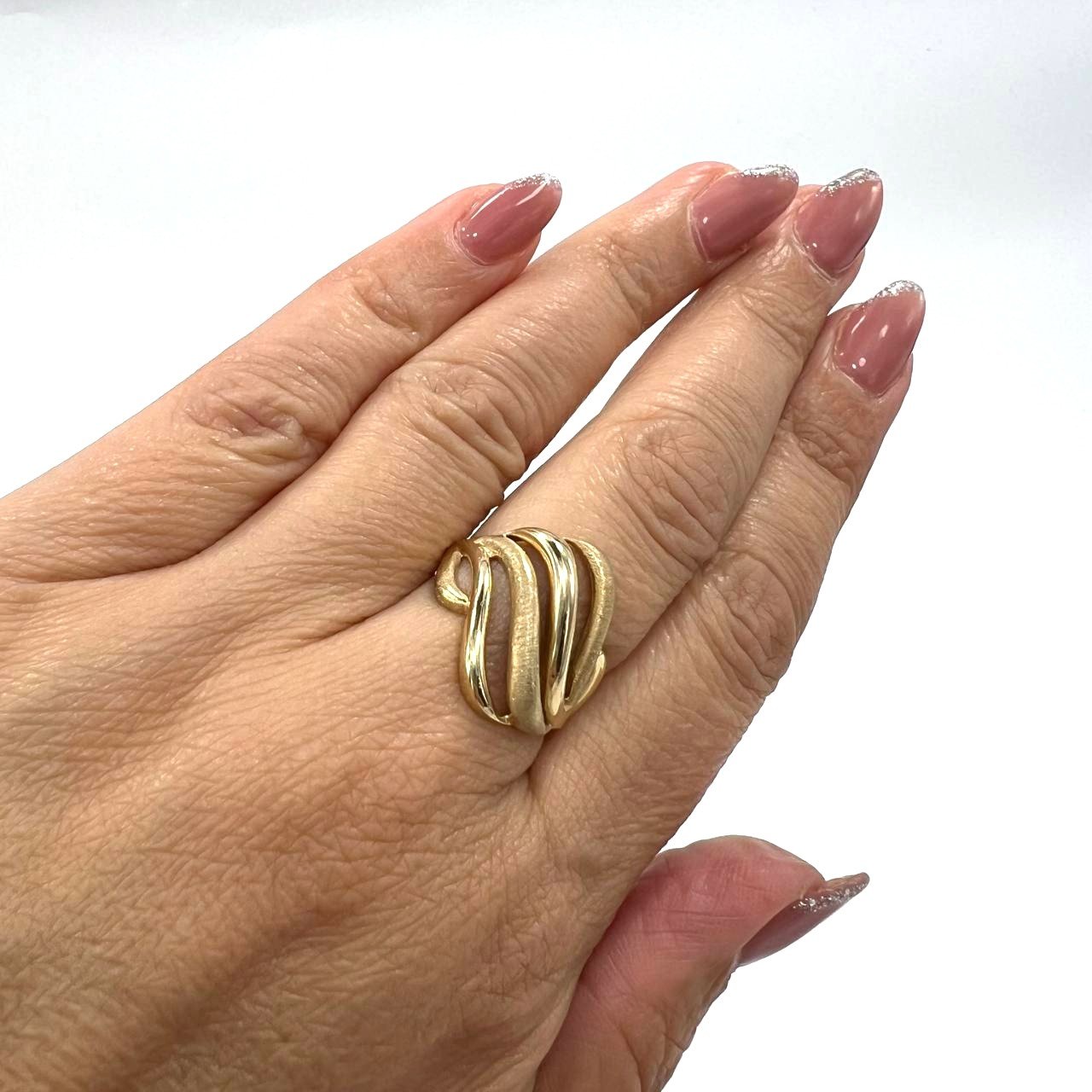 Unique 14K Yellow Gold Ring – Bold, Modern Twisted Design with Elegant Charm - Image 7