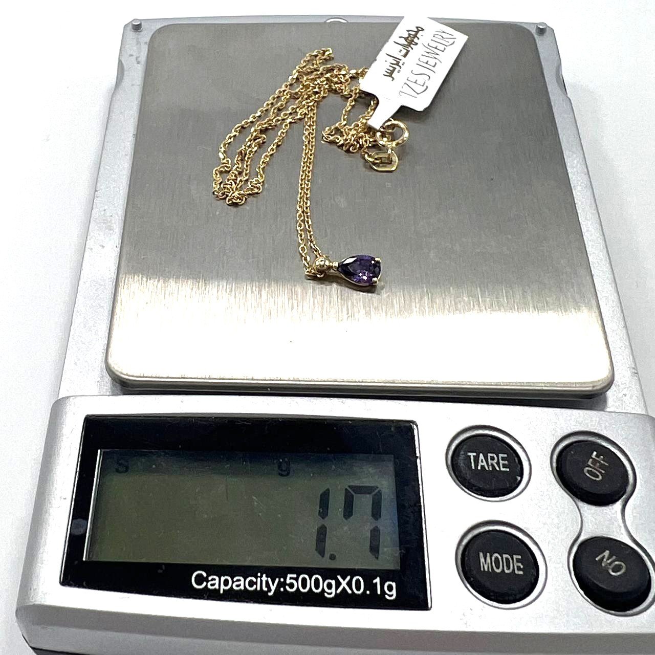 14K yellow gold necklace with a beautiful purple stone pendant elegant gift - Image 8