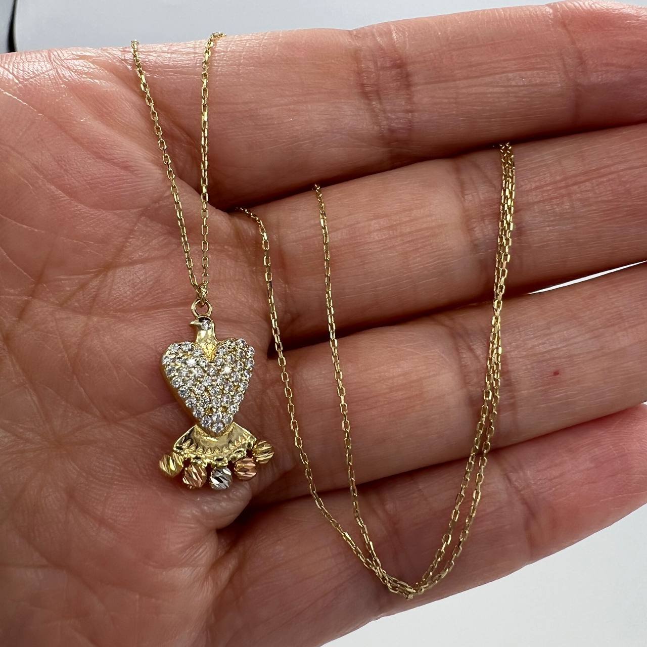 New Elegant 14K Solid Gold Heart Pendant Necklace – Italian Design 3.0g, 23cm