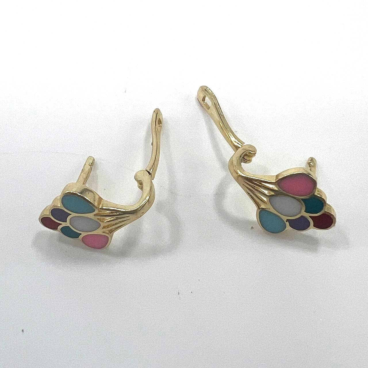 14K yellow gold colorful plug earrings, perfect for girls and all occasions - Image 5