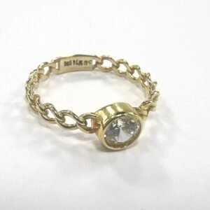 14K Yellow Gold Ring with white Stone – Lightweight and Perfect for Daily Wear