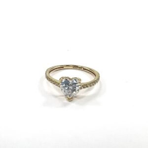 Yellow Gold 14K ring with a Crystal heart-shaped stone, elegant and refined