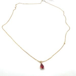 14K yellow gold necklace with a beautiful red stone pendant private gift