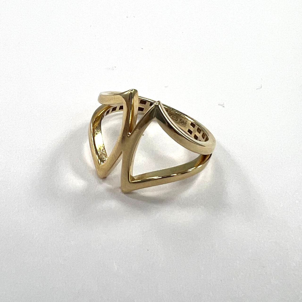 14K yellow gold ring with a delicate and elegant design size 7.5 - Image 2
