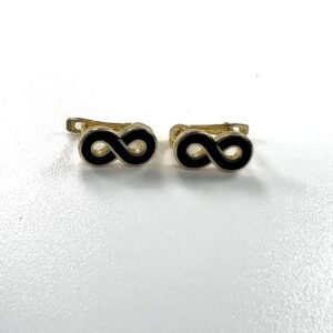 14K Gold Infinity Earrings with Elegant Black Accents distinct gift