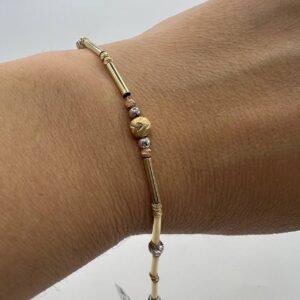 New Elegant 14K Solid Gold Multi-Tone Bracelet – Italian Design 4.1g, 18cm