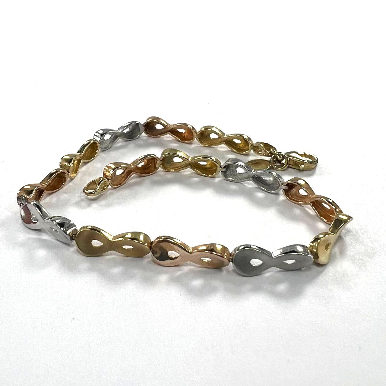 Infinity bracelet crafted yellow, white & rose gold, soft, elegant, and timeless - Image 2
