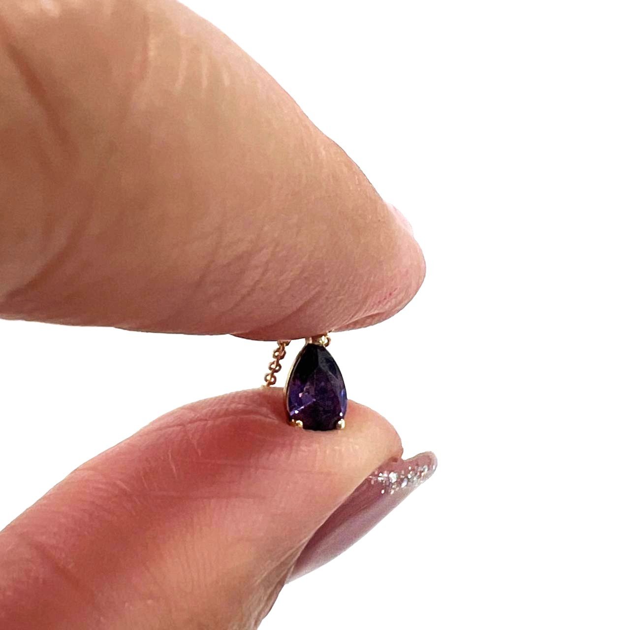 14K yellow gold necklace with a beautiful purple stone pendant elegant gift - Image 2