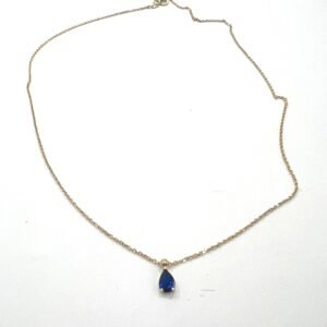 14K yellow gold necklace with a beautiful sapphire stone pendant private gift