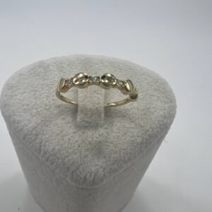 New 14K Solid Gold Ring 1.7g – Modern Bead and Stone Design, Made in Italy