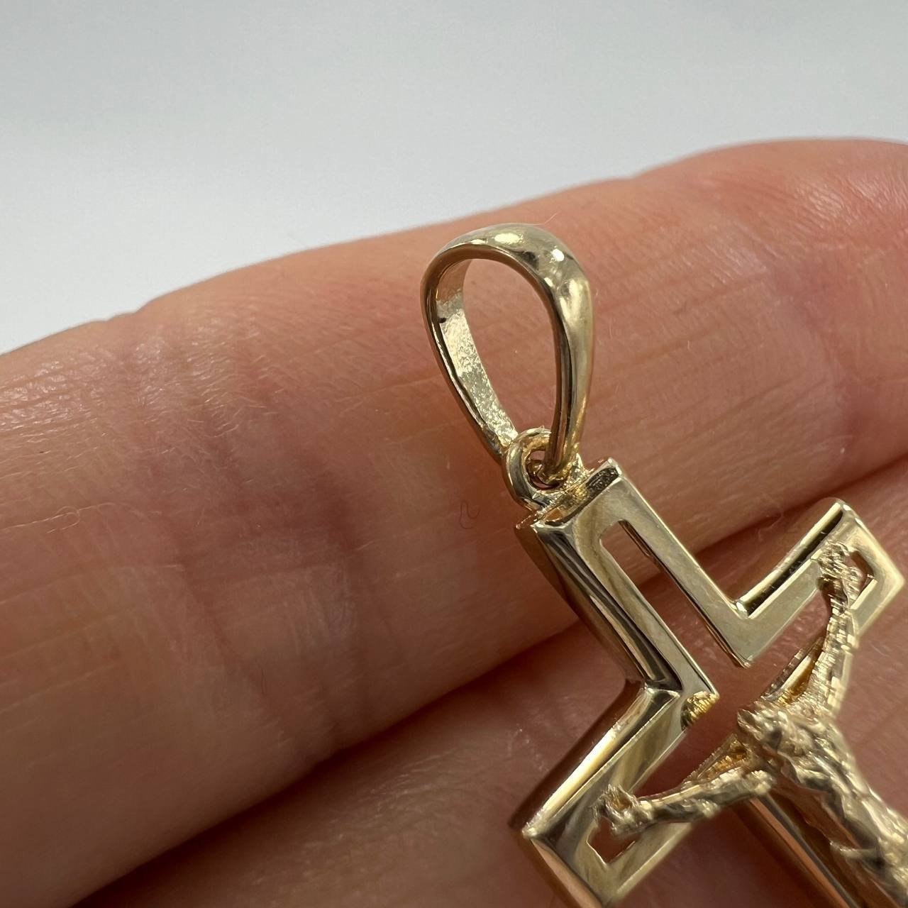 14K Gold Crucifix Cross Pendant Solid Yellow White Gold Religious Jewelry 1.5g - Image 8