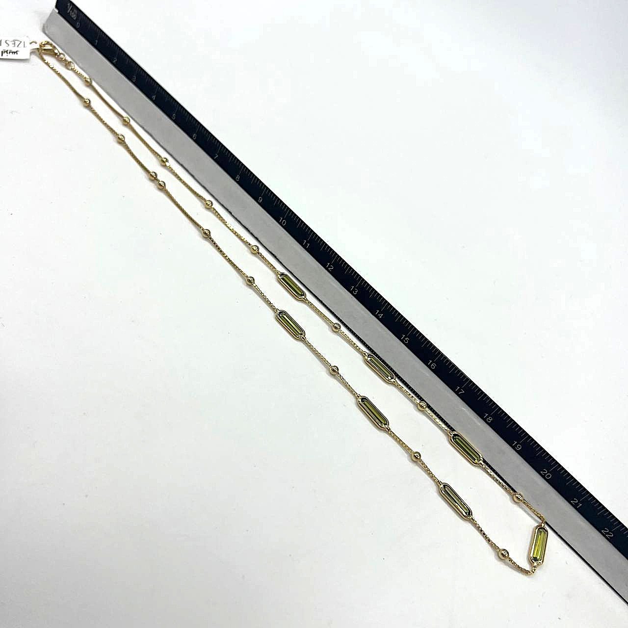 14K yellow gold necklace with elegant green stones olivine, delicate & stylish. - Image 8