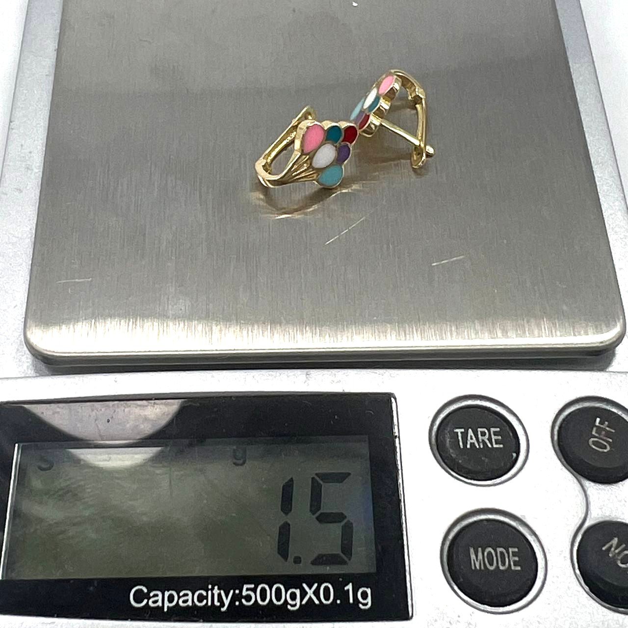 14K yellow gold colorful plug earrings, perfect for girls and all occasions - Image 7