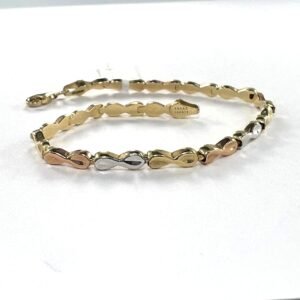 Infinity bracelet crafted in yellow, white & rose gold, soft, elegant, good gift