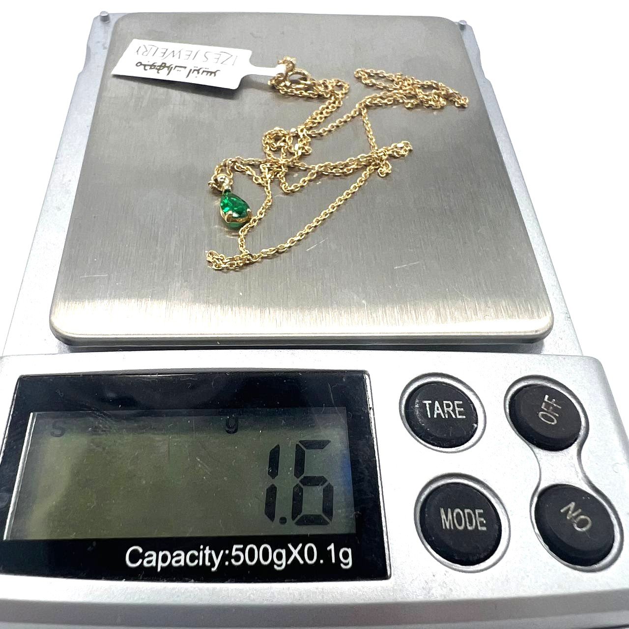 14K yellow gold necklace with a beautiful green stone pendant elegant design - Image 8