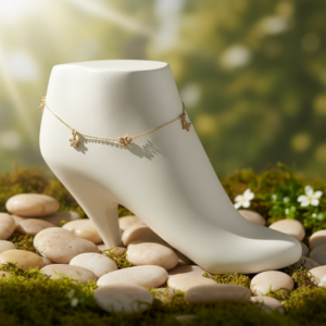 14K Yellow Gold Charm Anklet Dainty Delicate Fine Jewelry Women Summer Gift