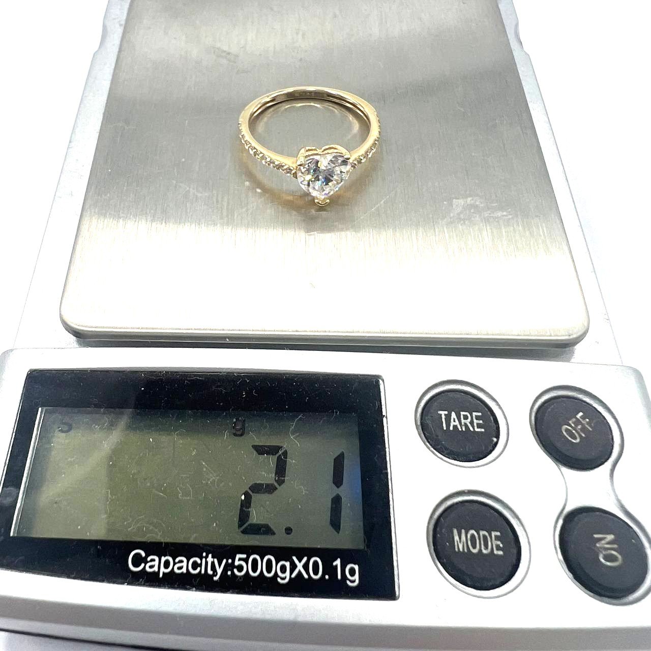 Yellow Gold 14K ring with a Crystal heart-shaped stone, elegant and refined - Image 8