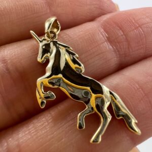 New 14K Gold Unicorn Charm Pendant Italy Lucky Horse Jewelry Gift for Her 1.7g