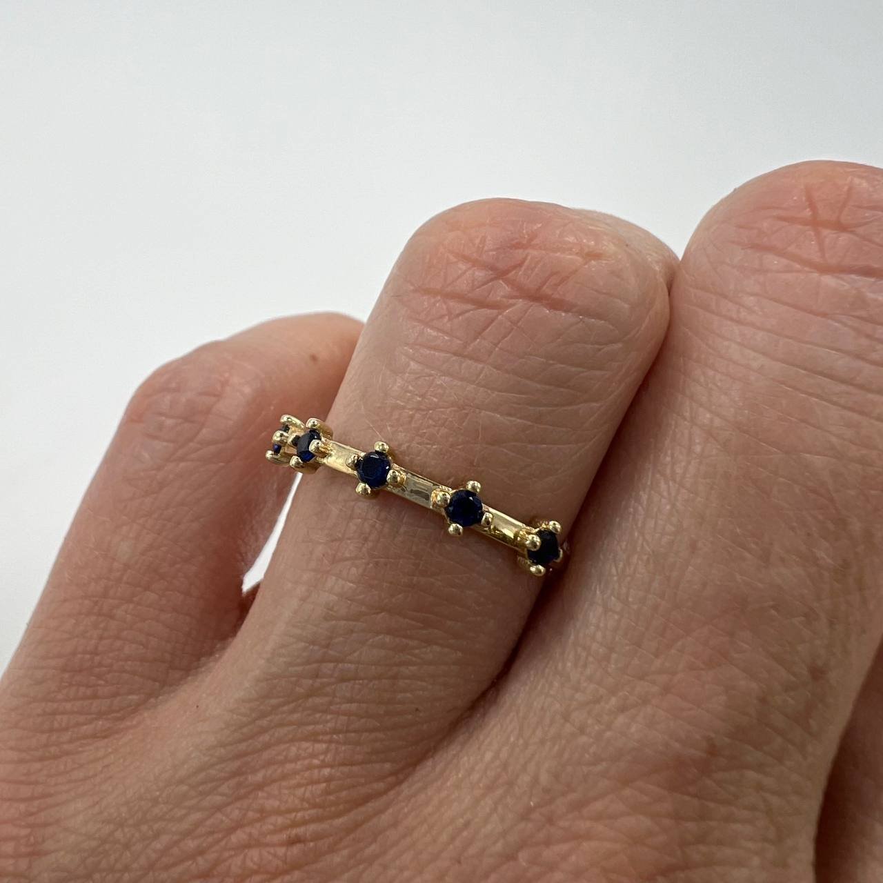 New 14K Solid Gold Ring Women’s Fine Jewelry Blue Gemstone Italy Gift Size 7 - Image 7