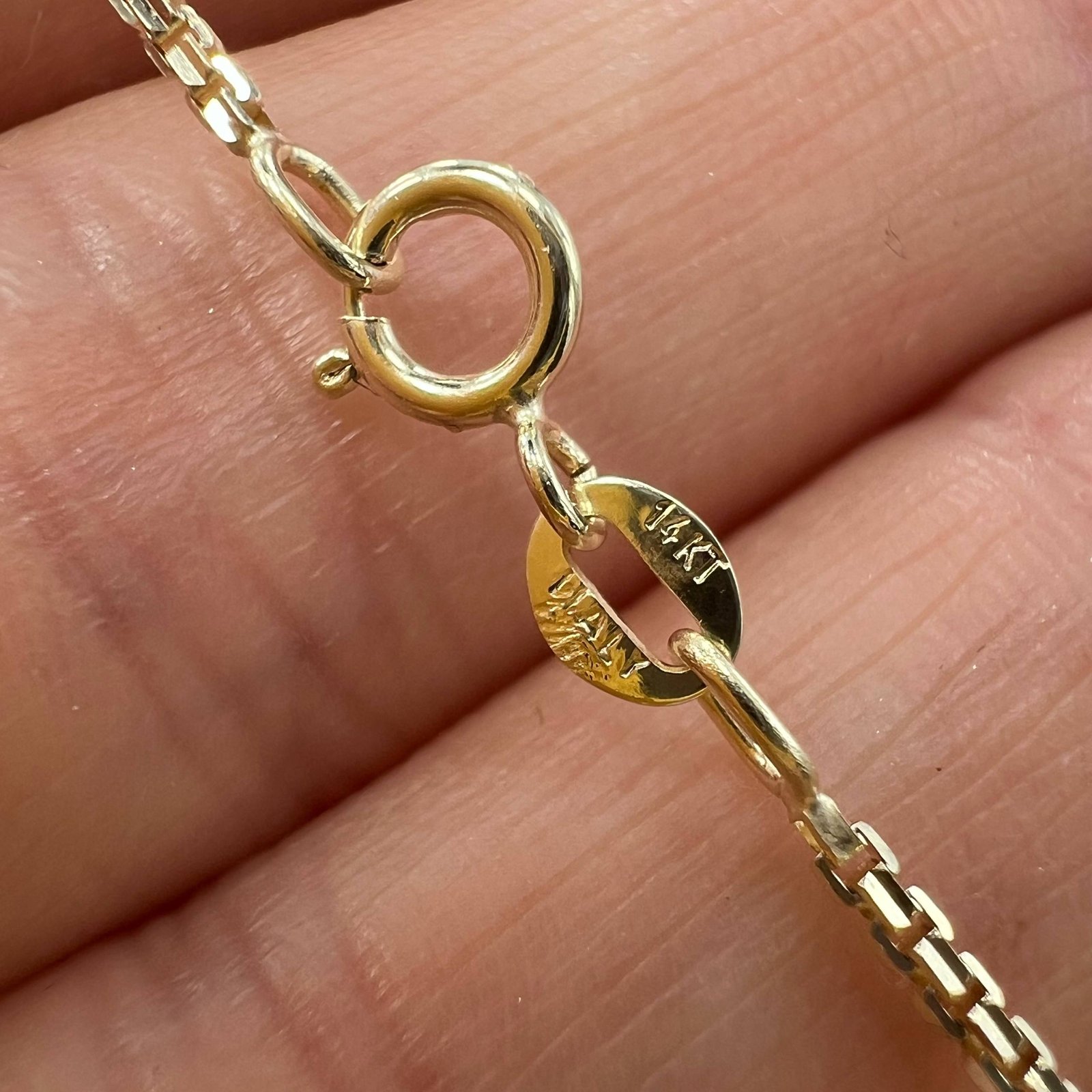 New 14K Solid Gold Box Chain Necklace Italy 17” Gift Unisex Fine Jewelry 3.8g - Image 4