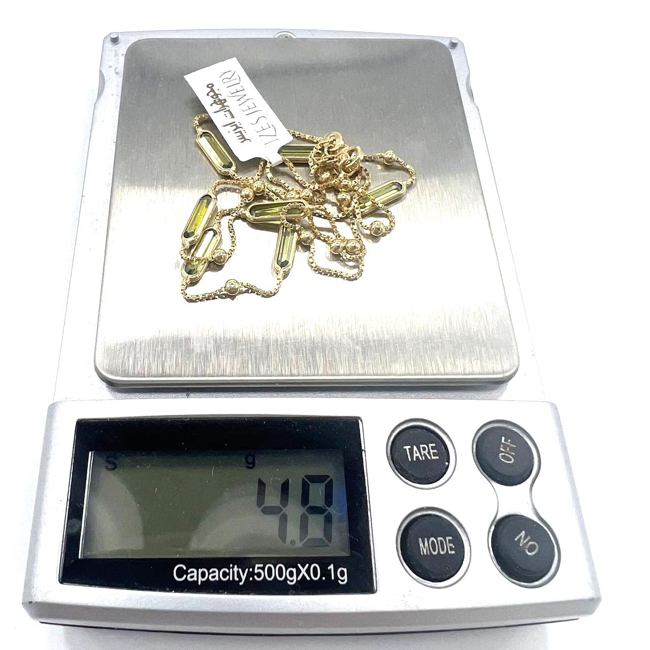 14K yellow gold necklace with elegant green stones olivine, delicate & stylish. - Image 7