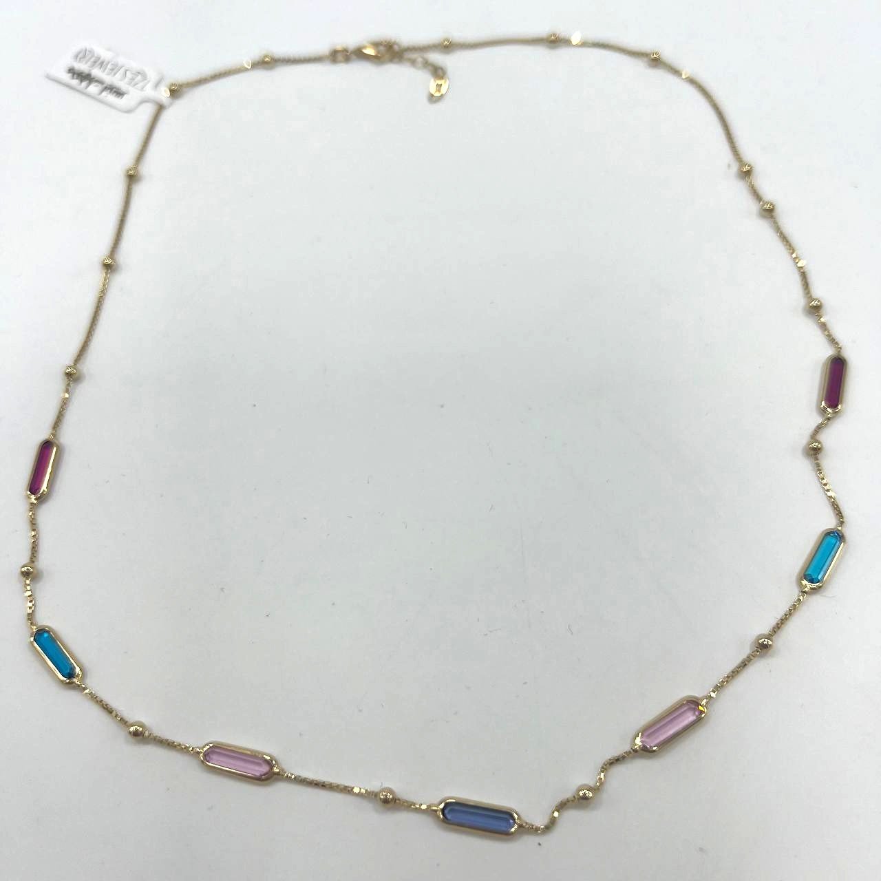 14K yellow gold necklace with elegant Colored stones, delicate and stylish - Image 4