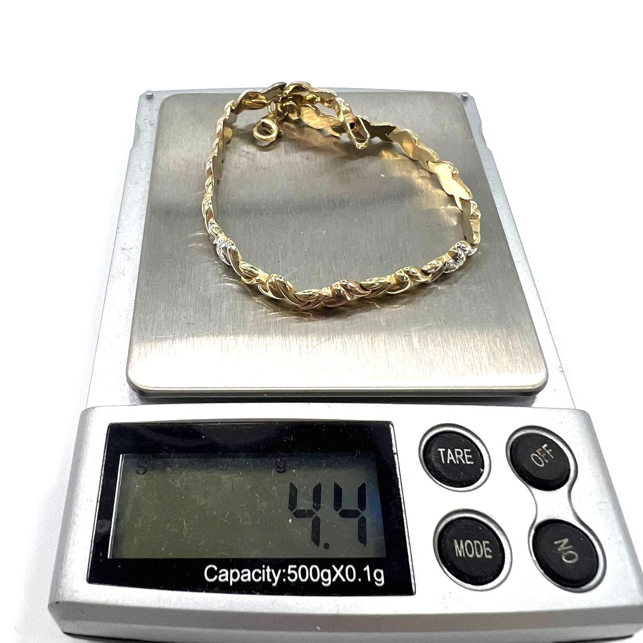 New 14K gold bracelet in yellow, white & rose tones, featuring a heart design - Image 7