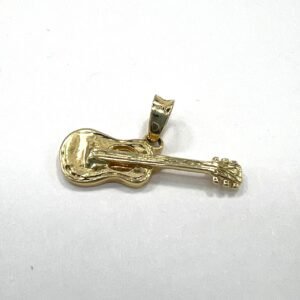 14K Yellow Gold Guitar Pendant – Artistic and Elegant Design Inspired by Music