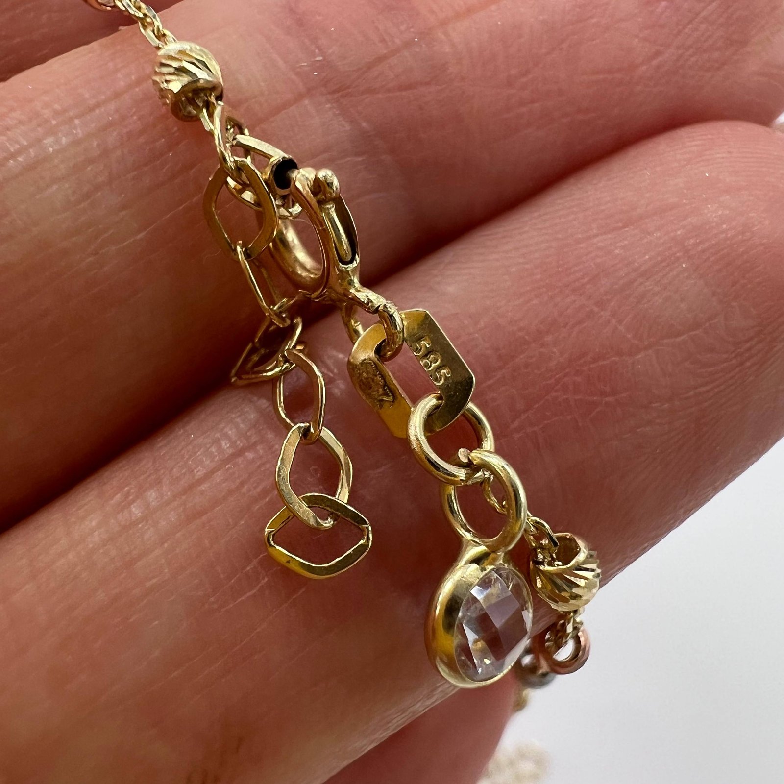 14K Gold Rosary Beads Necklace Misbaha Christian Cross Virgin Mary Italy 4.6g - Image 5